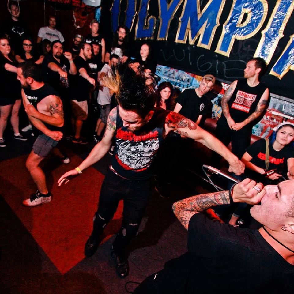 Packed room during a punk show